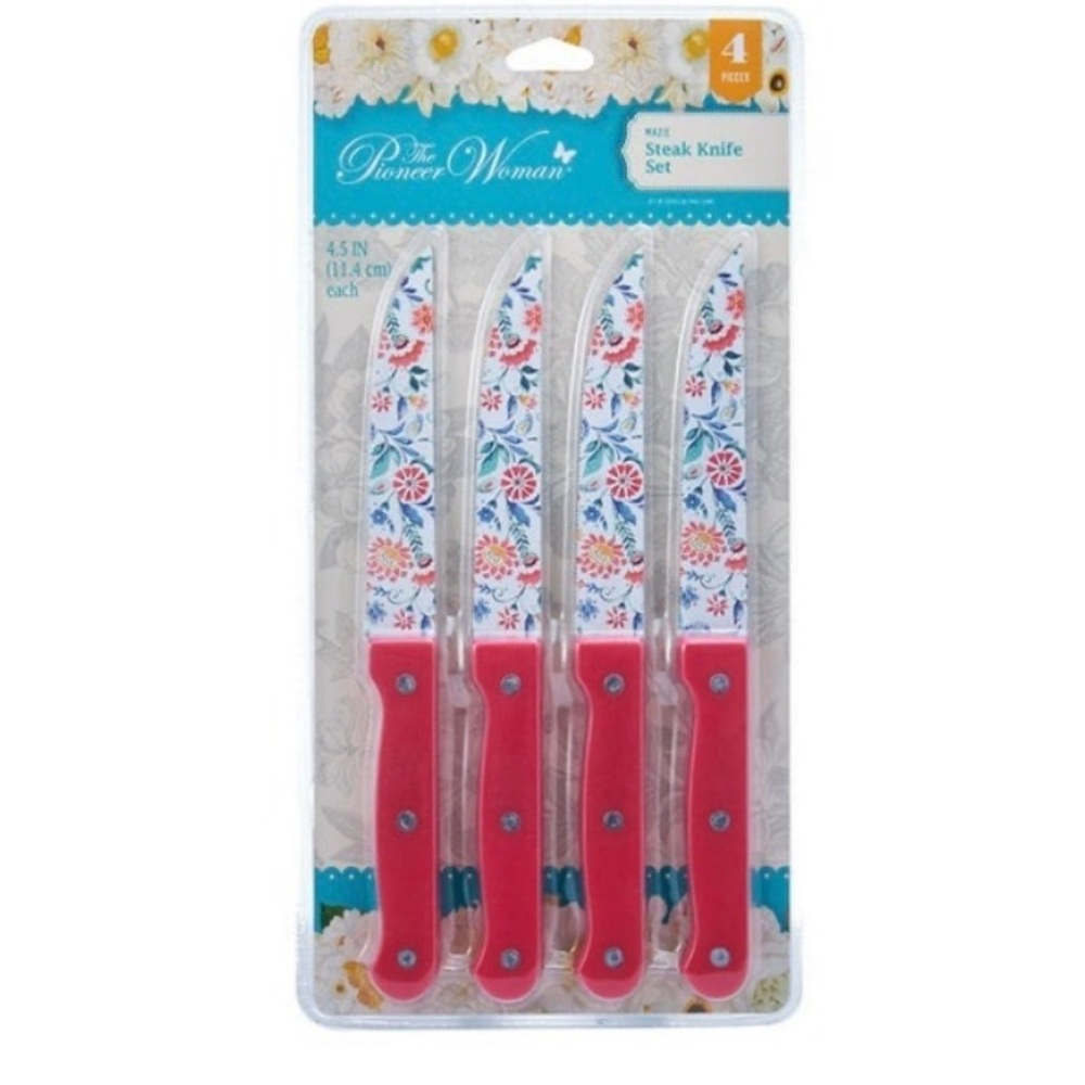 The Pioneer Woman Maize pink Floral  Steak Knife Set new
